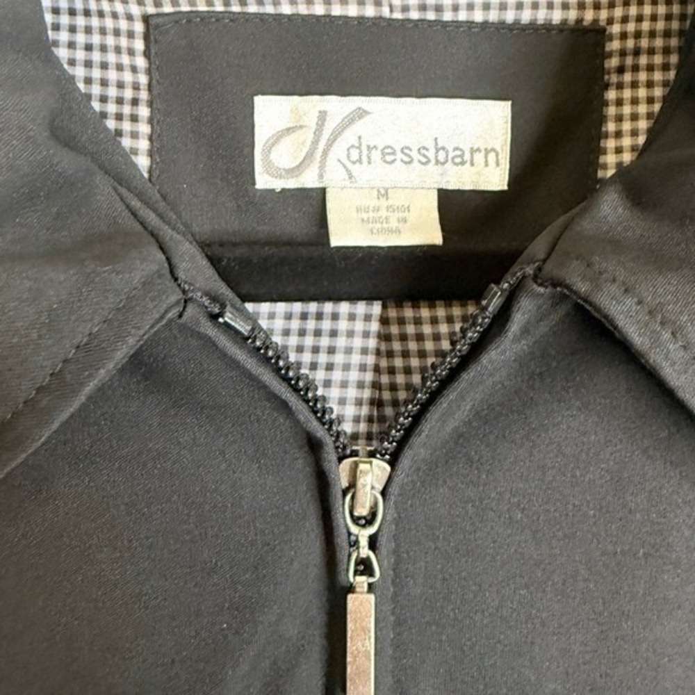 Dressbarn Womens Black‎ Softshell Hooded Jacket Full Zip Gingham Lining 51920008 - Picture 3 of 9